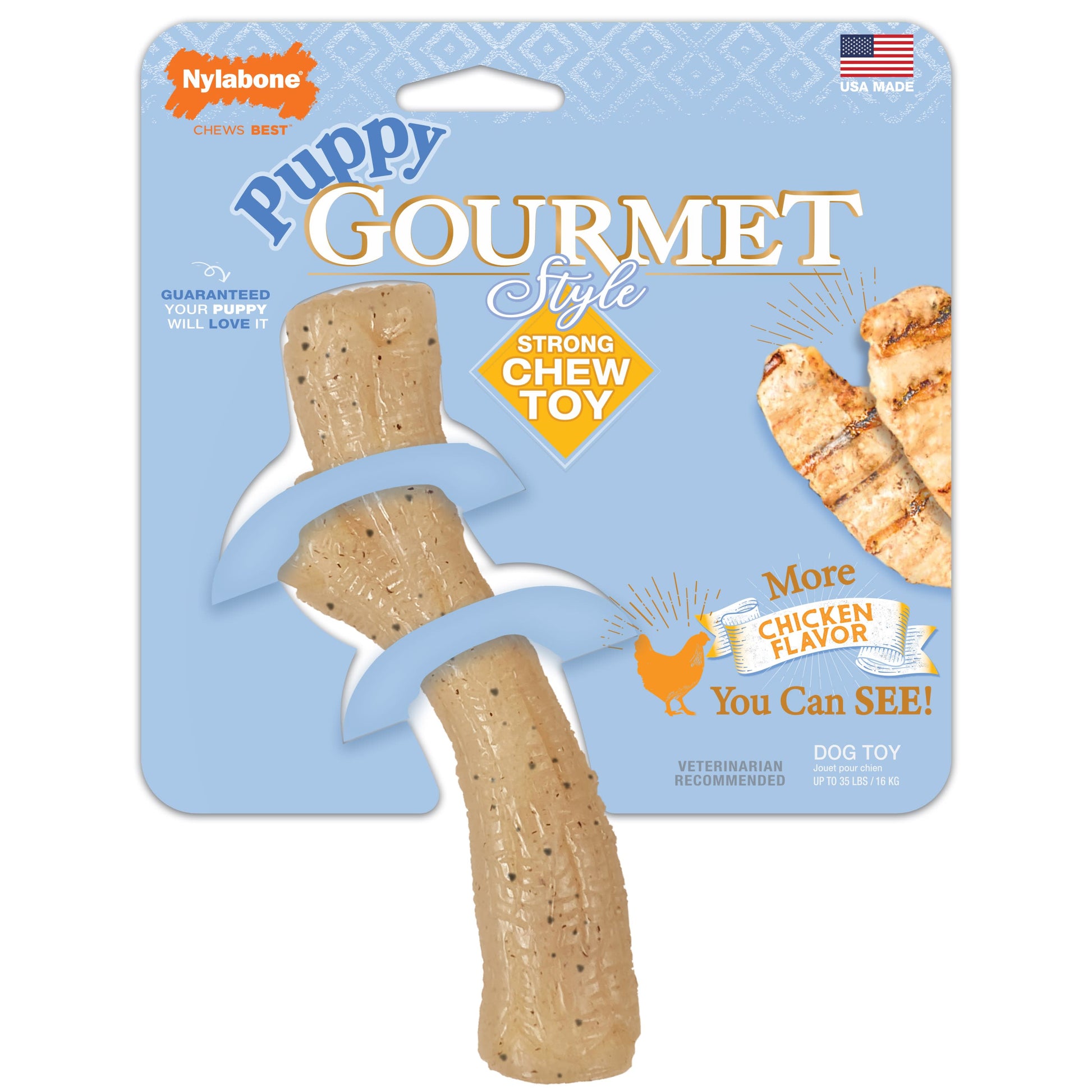 Nylabone Gourmet Style Strong Stick Puppy Chew Toy Chicken, 1ea/Medium/Wolf  Up To 35 Lbs. 1 ct