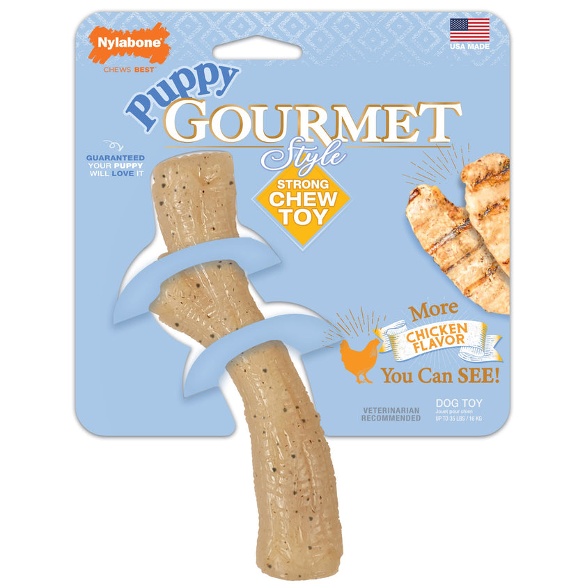 Nylabone Gourmet Style Strong Stick Puppy Chew Toy Chicken, 1ea/Medium/Wolf  Up To 35 Lbs. 1 ct