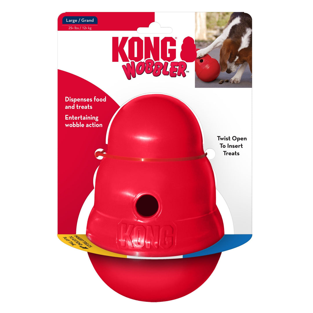 KONG Wobbler Food and Treat Dispenser Dog Toy Red Large