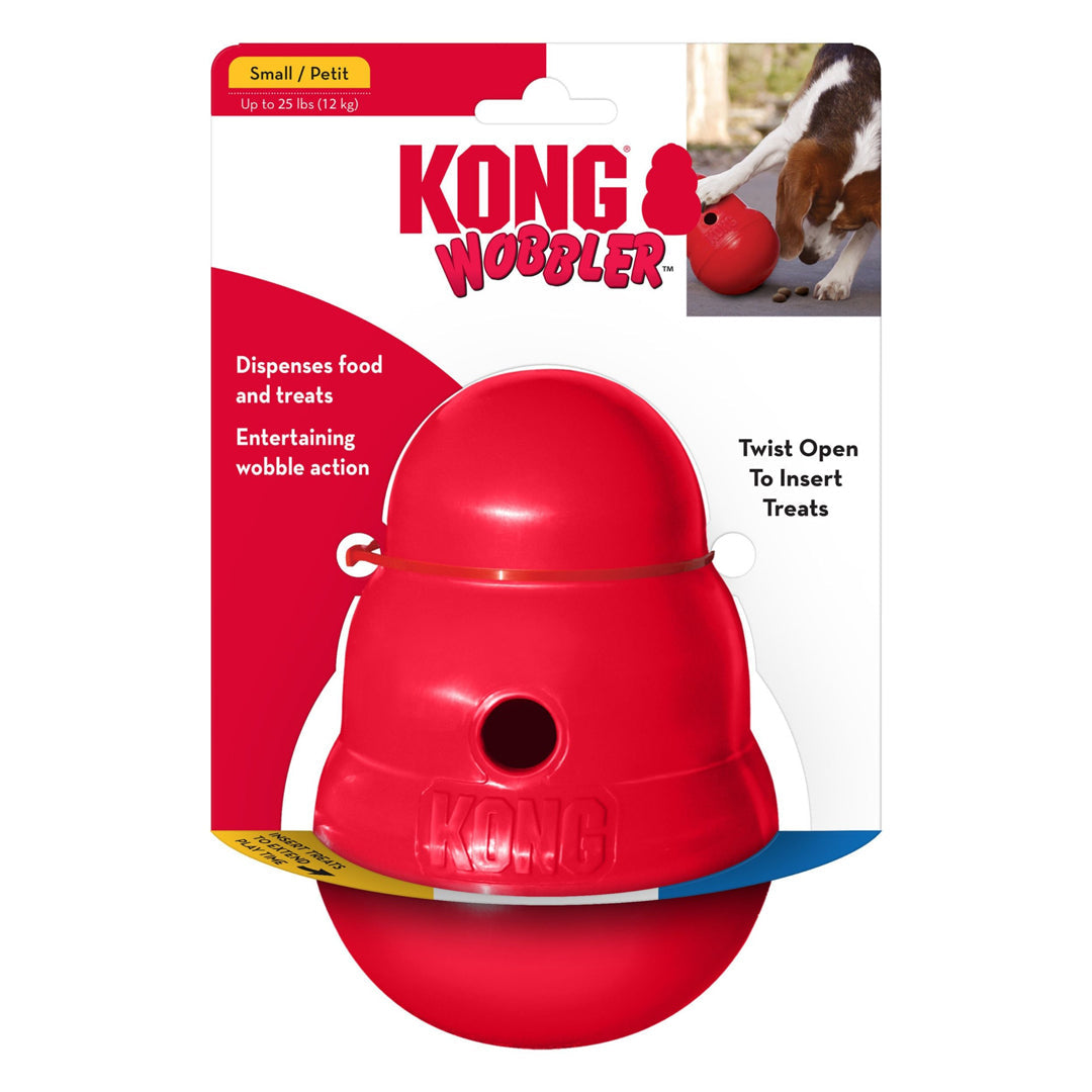 KONG Wobbler Food and Treat Dispenser Dog Toy Red Small