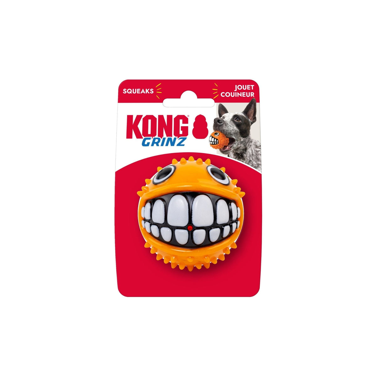 KONG Grinz Puffer Fish Dog Toy Orange 1ea/MD