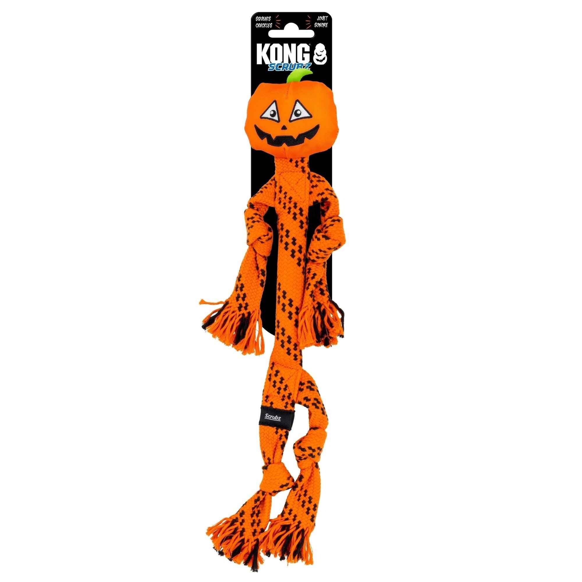 KONG Halloween Scrubz Jack-o-Lantern Dog Toy Orange 1ea/MD