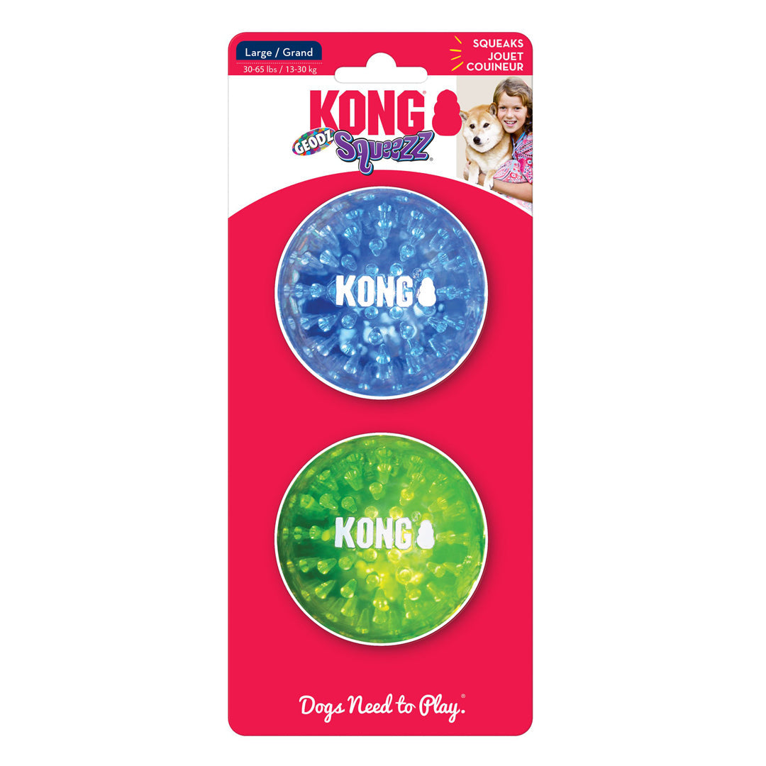 KONG Squeezz Geodz Squeaker Ball Dog Toy Assorted Large