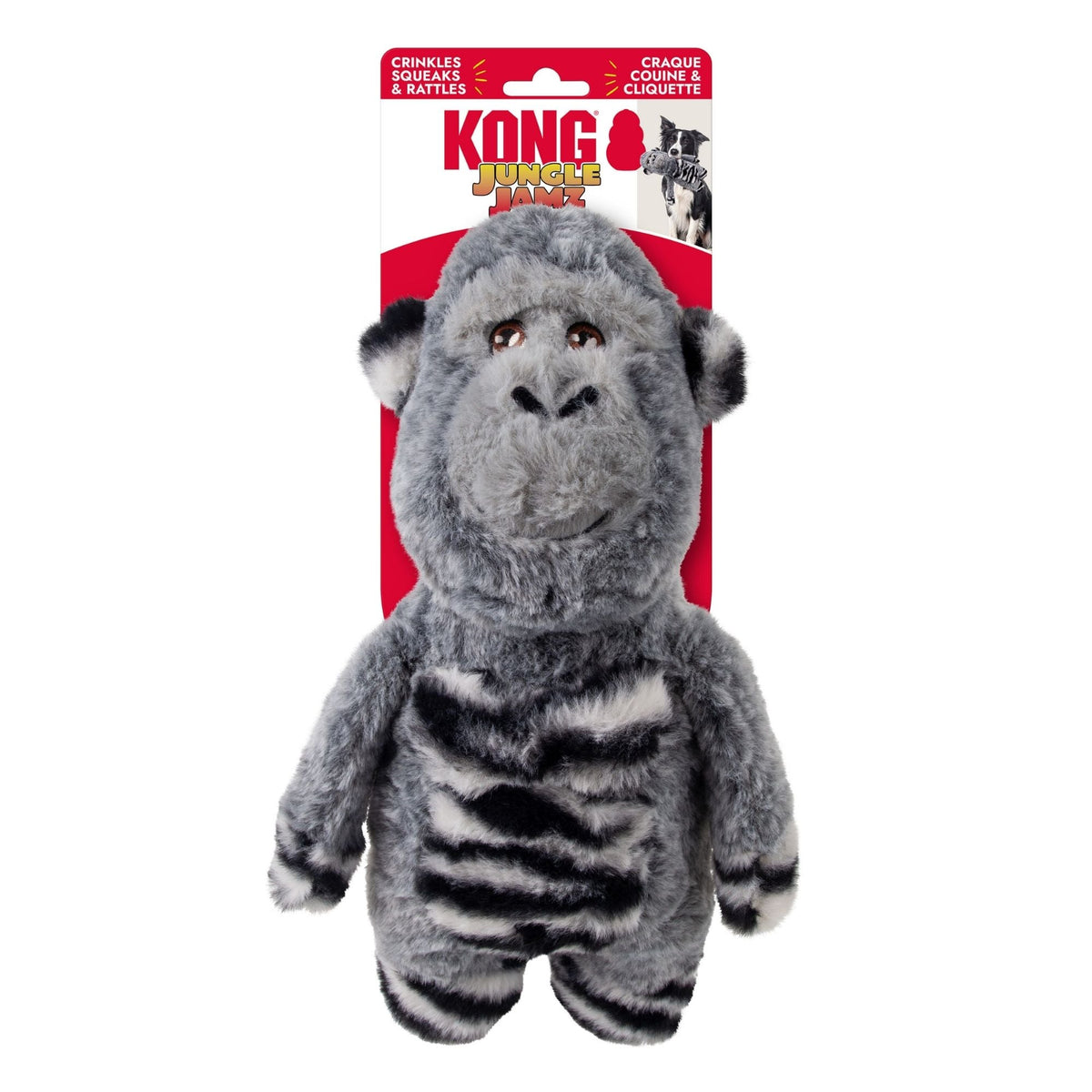 KONG Jungle Jamz Gorilla Dog Toy Grey 1ea/MD/LG
