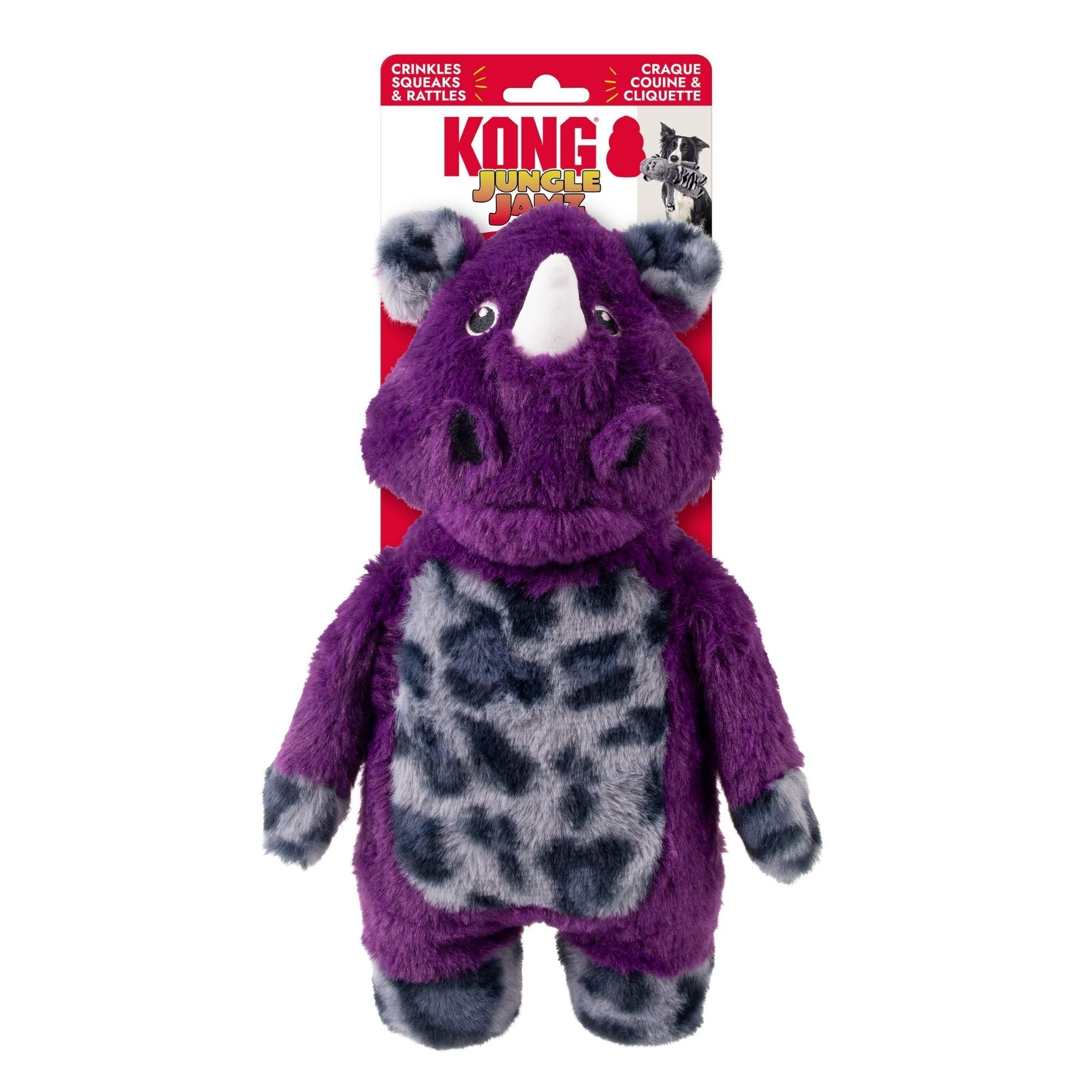KONG Jungle Jamz Rhino Dog Toy Purple 1ea/MD/LG