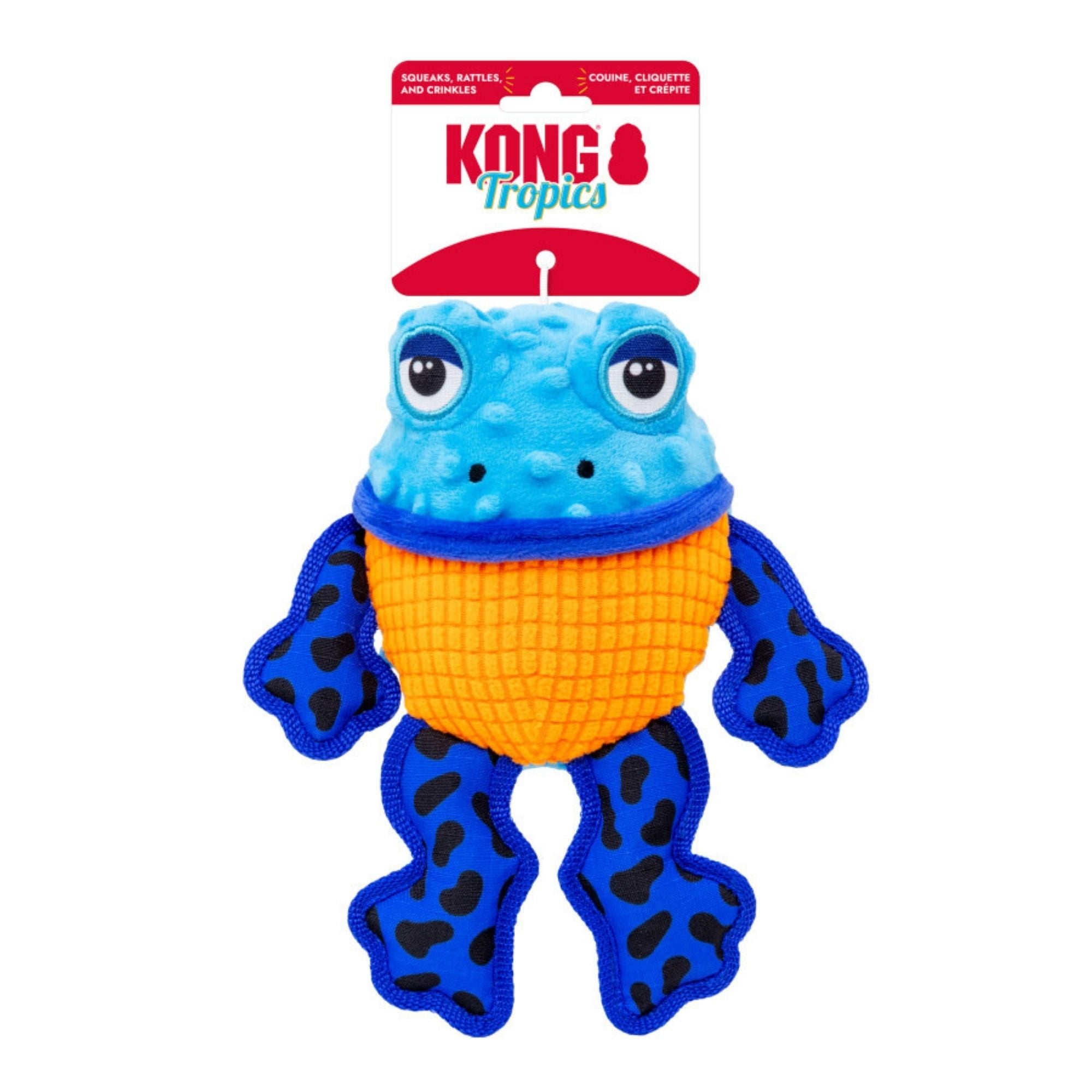 KONG Tropics Rattlez Frog Dog Toy Blue, 1ea/MD, LG
