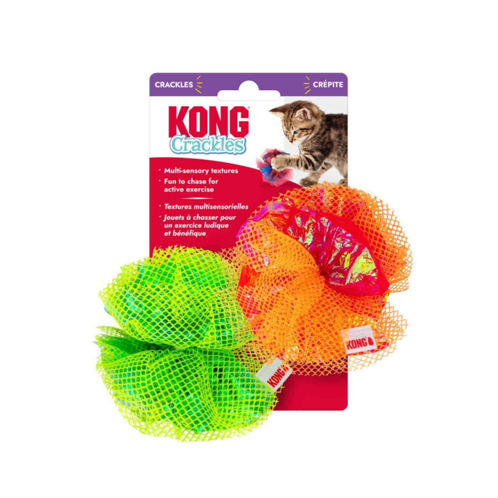 KONG Crackles Fluff Balls Cat Toy Assorted, 1ea/2 pk, One Size