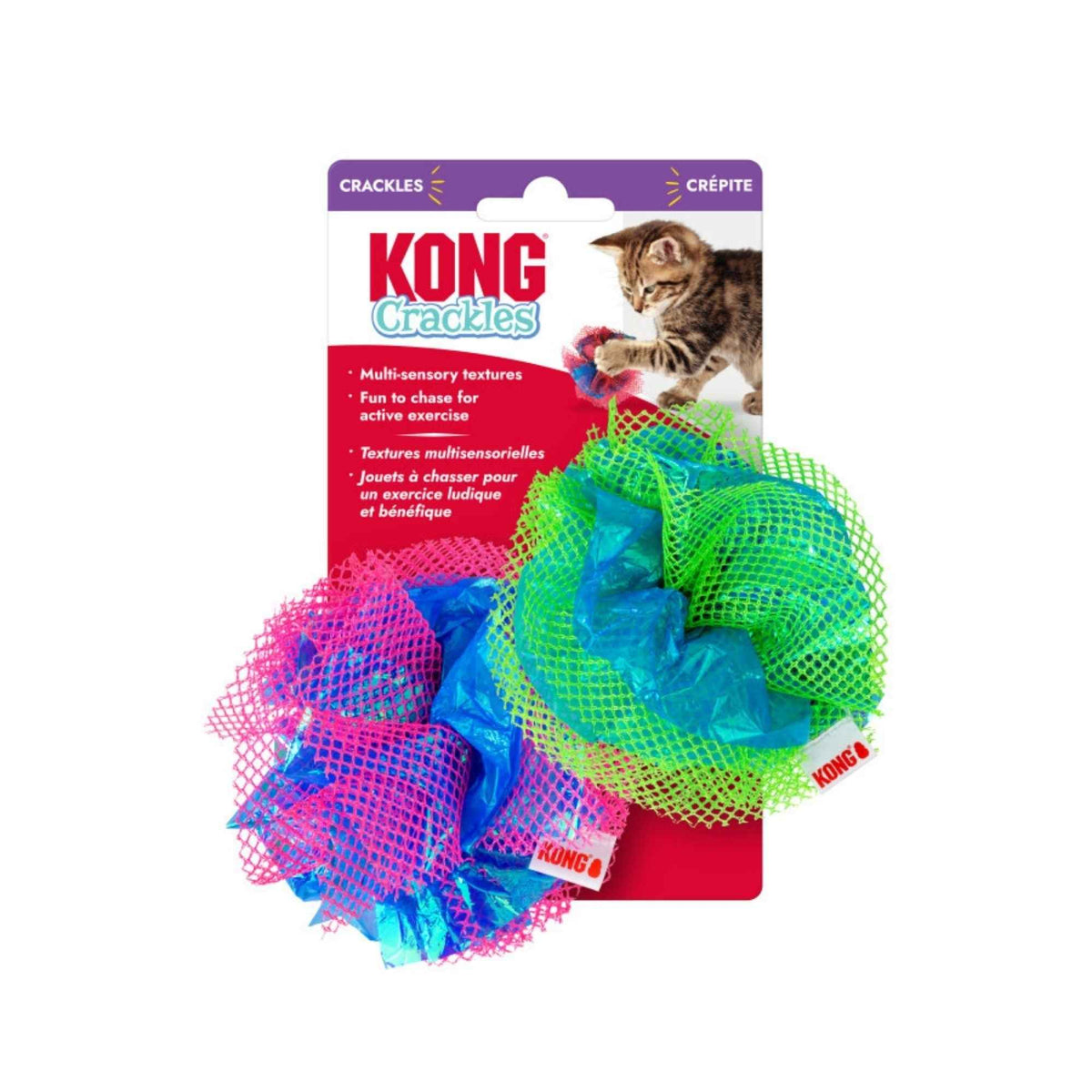 KONG Crackles Fluff Balls Cat Toy Assorted, 1ea/2 pk, One Size