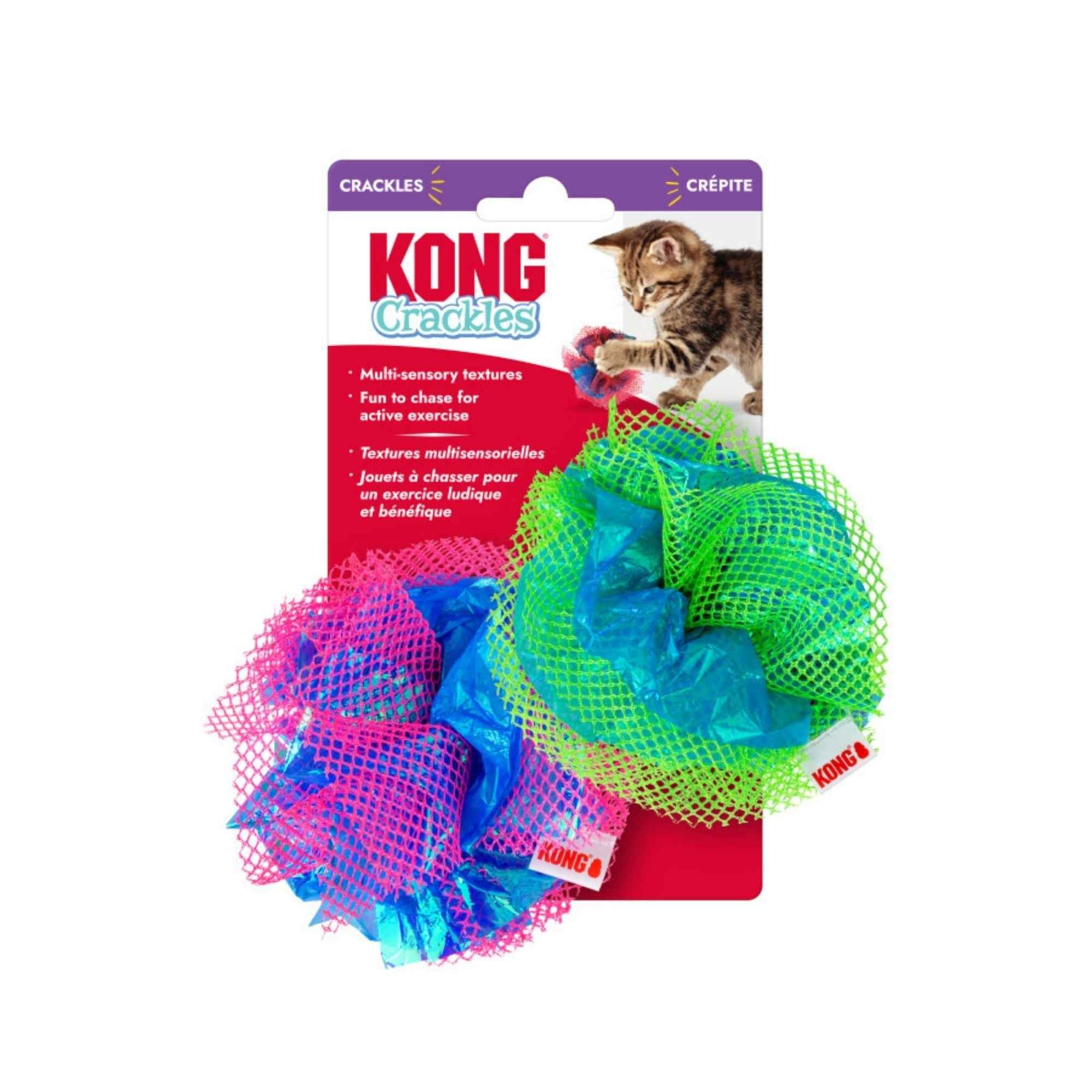 KONG Crackles Fluff Balls Cat Toy Assorted, 1ea/2 pk, One Size