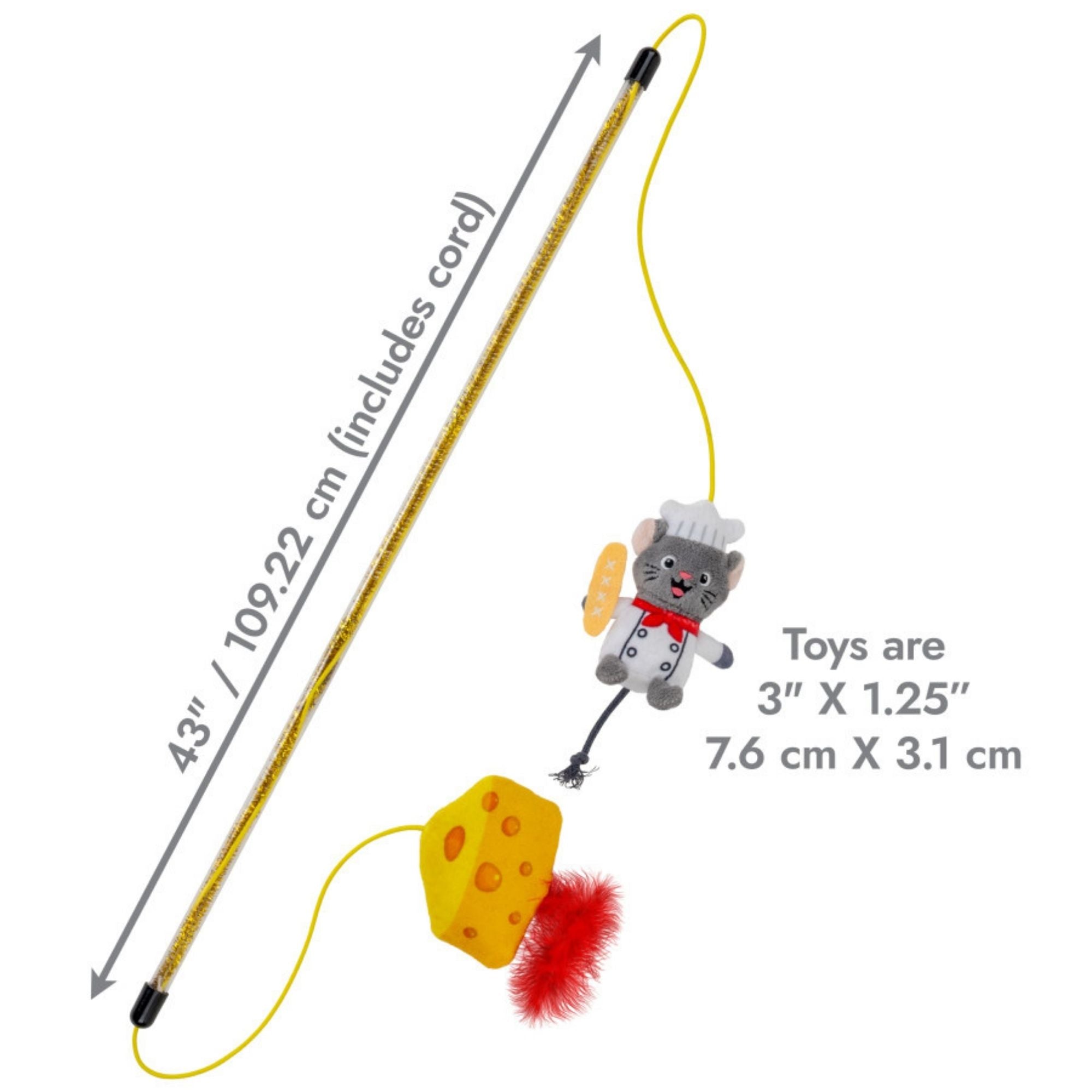 KONG Teaser Dual Mouse & Cheese Cat Wand 1ea/One Size