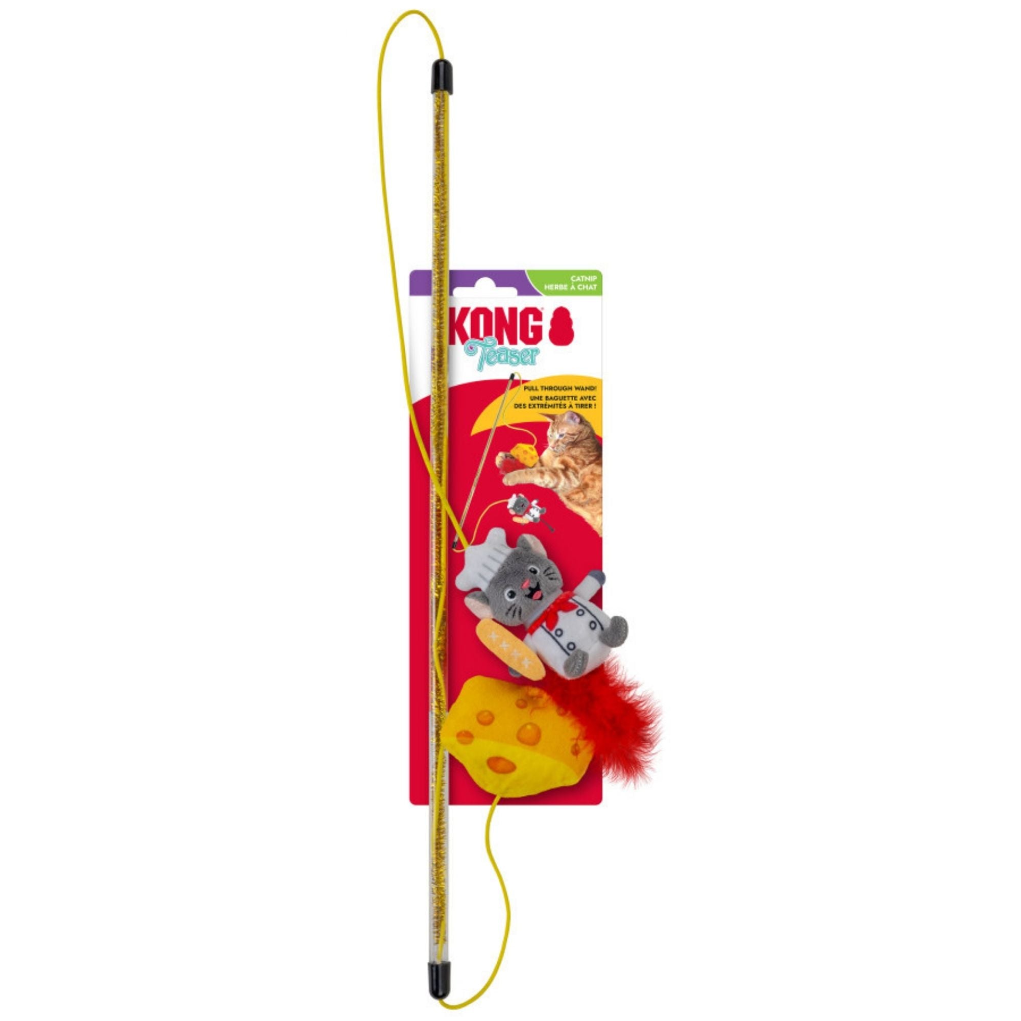 KONG Teaser Dual Mouse & Cheese Cat Wand 1ea/One Size
