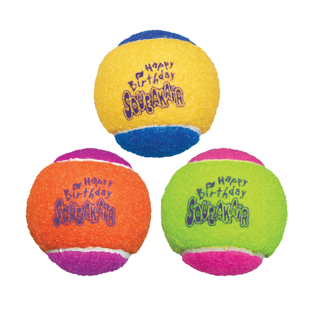 KONG SqueakAir Birthday Tennis Balls Dog Toy Medium 3pk