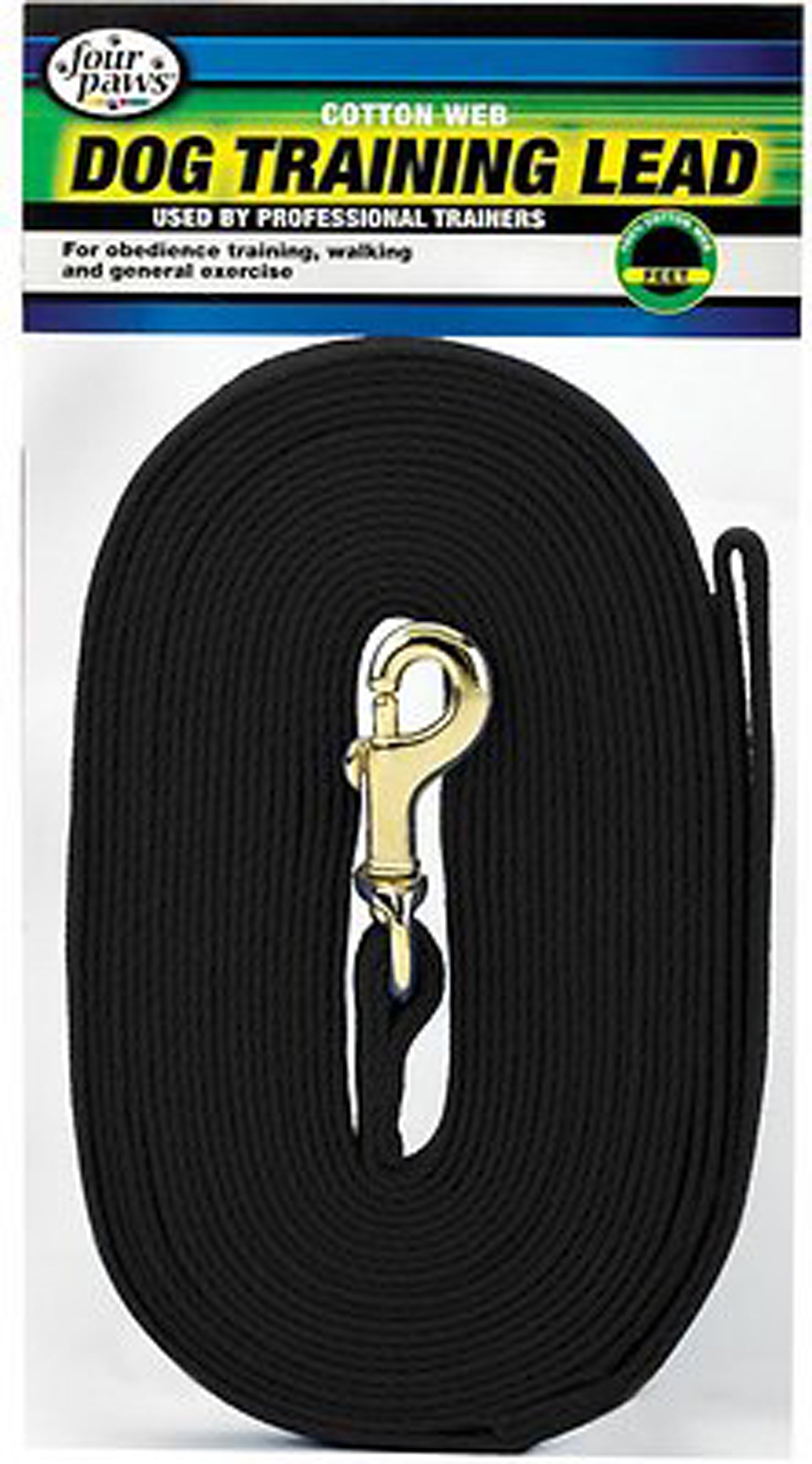 Four Paws Cotton Web Dog Lead Black, 1ea/15 Foot