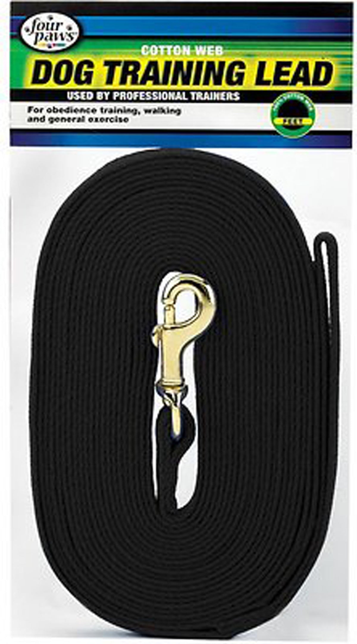 Four Paws Cotton Web Dog Lead Black, 1ea/15 Foot