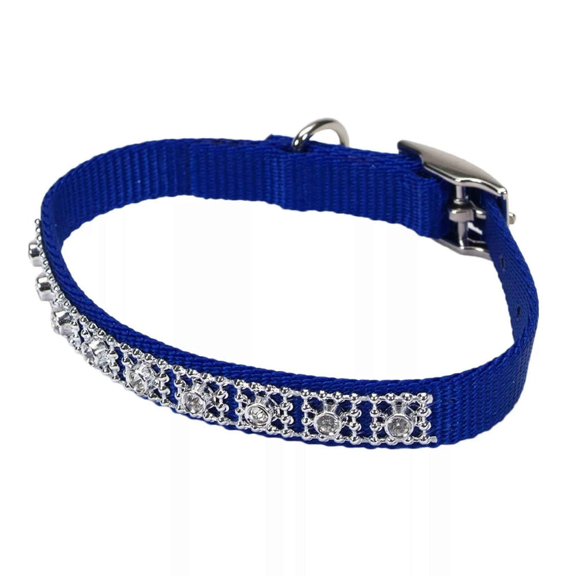 Coastal Nylon Jeweled Collar Blue 3/8X12In