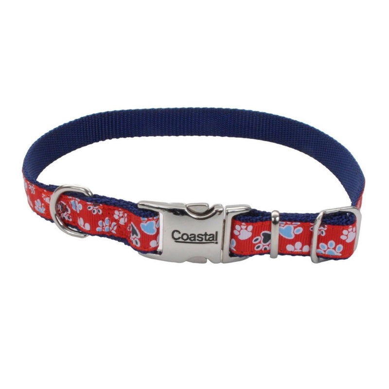 Ribbon Adjustable Nylon Dog Collar with Metal Buckle Red, 1ea/5/8 In X 1218 in