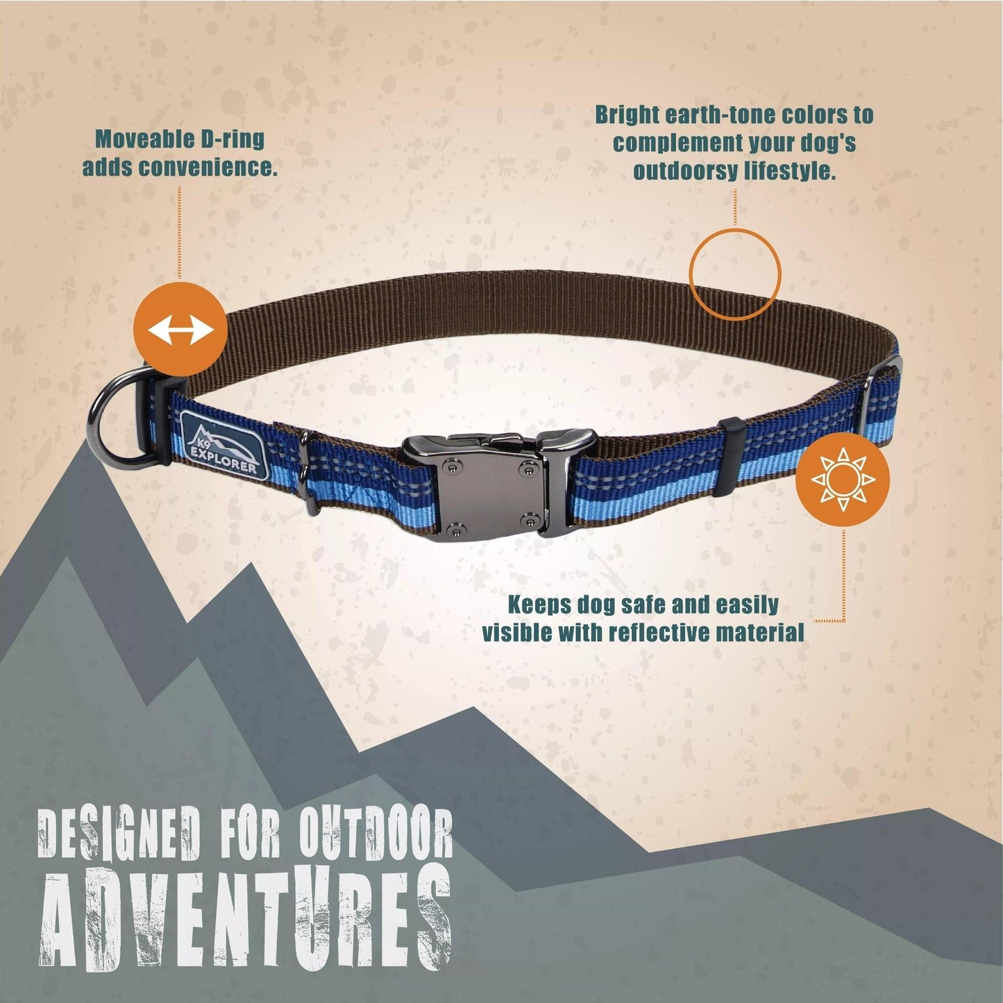 K9 Explorer Brights Reflective Adjustable Dog Collar Meadow Medium 1"x 12"-18" Default Title