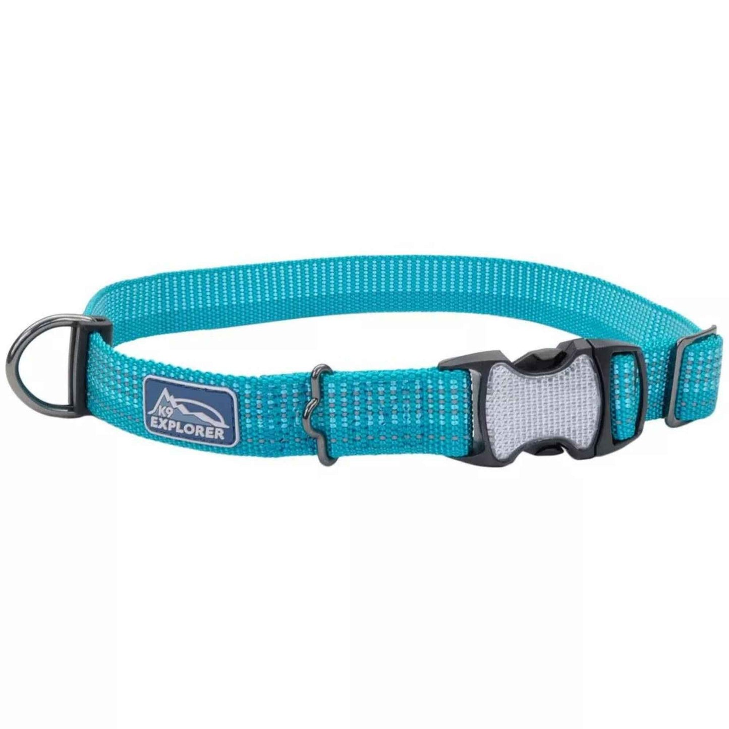 K9 Explorer Brights Reflective Adjustable Dog Collar Ocean Medium 1"x 12"-18"