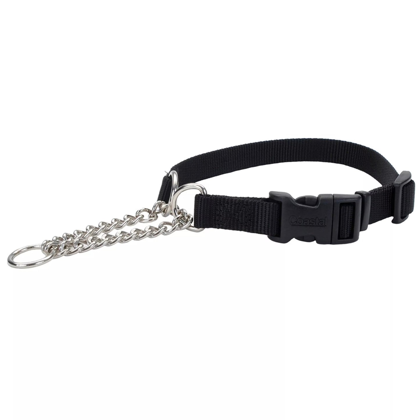 Coastal Adjustable Check Training Collar with Buckle for Dogs Black XLarge 1" X 22"-29"