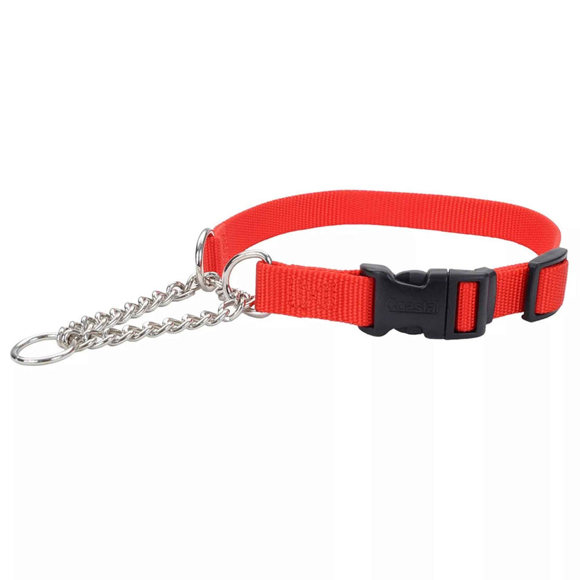 Coastal Adjustable Check Training Collar with Buckle for Dogs Red XLarge 1" X 22"-29"