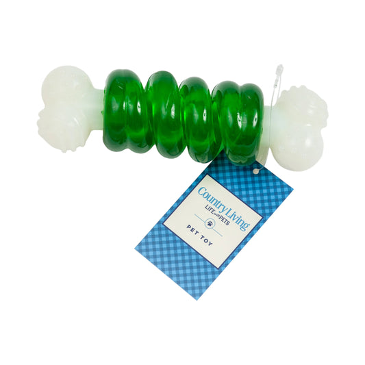 Country Living Bone-a-Treat Dog Chew Toy – Orange Bulged Balls & Green Spiral Ring American Pet Supplies