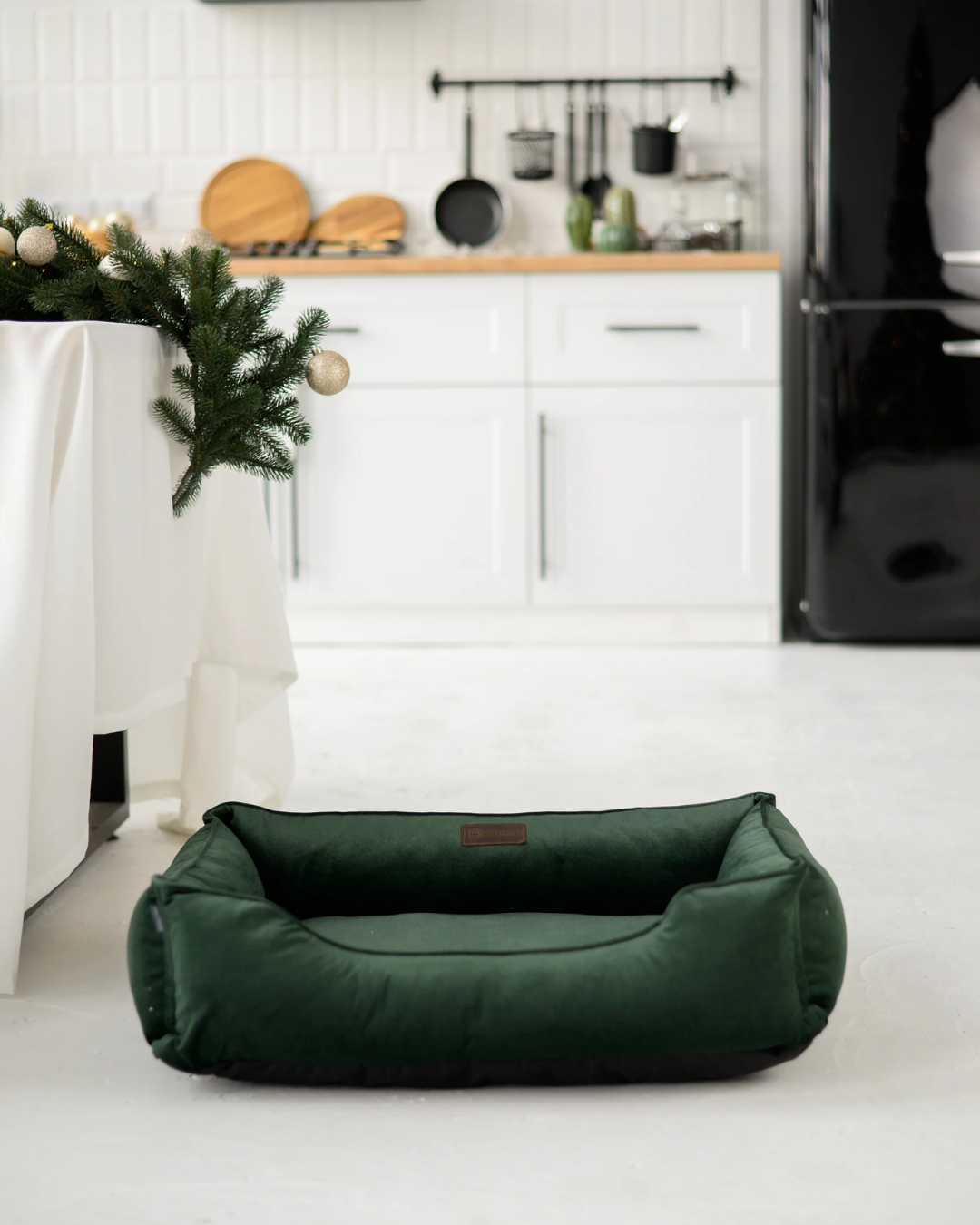 Classic Velvet Sleeper Dog Bed Green