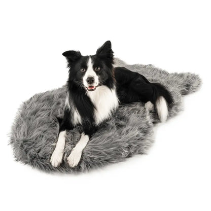 PupRug by Paw.com™ Faux Fur Orthopedic Dog Bed - Curve Charcoal Grey Paw.com