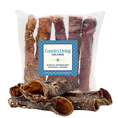 Country Living All-Natural Beef Trachea Dog Treats, Protein-Packed Chews – 12 Inches (5-Pack) American Pet Supplies