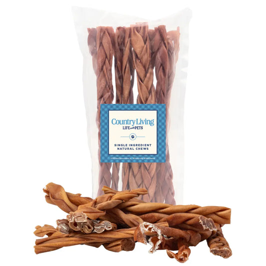 Country Living All-Natural Braided Collagen Sticks - Premium, Long-Lasting Dog Treats – 12-Inch Thick (10-Pack) American Pet Supplies