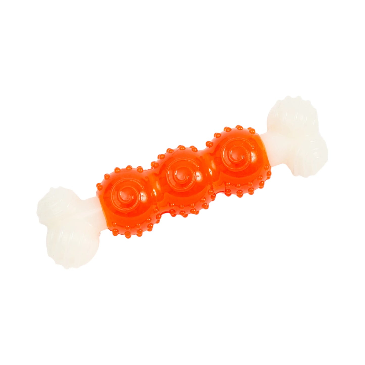 Country Living Bone-a-Treat Dog Chew Toy – Orange Bulged Balls & Green Spiral Ring American Pet Supplies