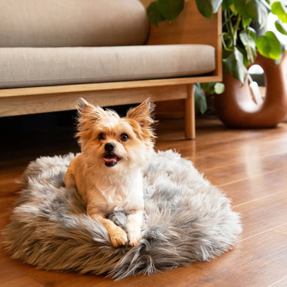 PupRug by Paw.com™ Faux Fur Orthopedic Dog Bed - Curve Charcoal Grey Paw.com