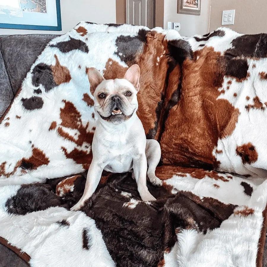 PupProtector™ Waterproof Throw Blanket - Brown Faux Cowhide Paw.com