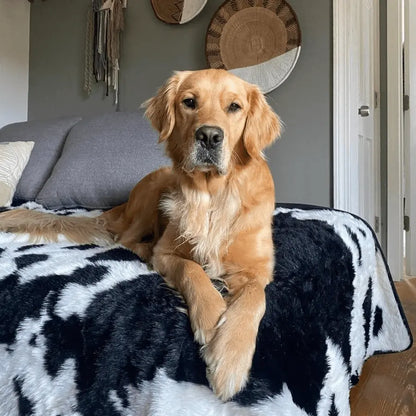 PupProtector™ Waterproof Throw Blanket - Black Faux Cowhide Paw.com