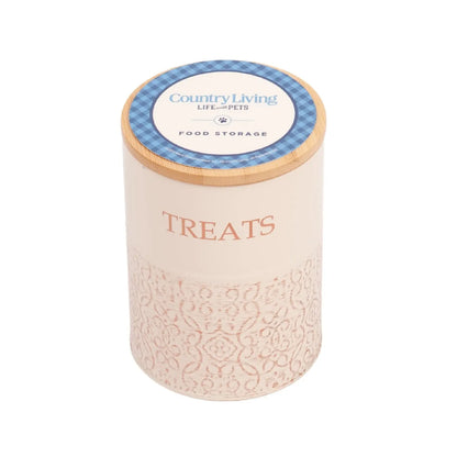Country Living Dog Treat Canisters - Set of 2 Carbon Steel Jars with Bamboo Lids – White Swan American Pet Supplies