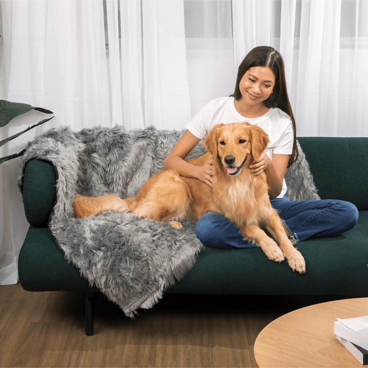 PupCloud™ Human-Size Dog Bed + Matching Waterproof Blanket Bundle - Charcoal Grey Paw.com