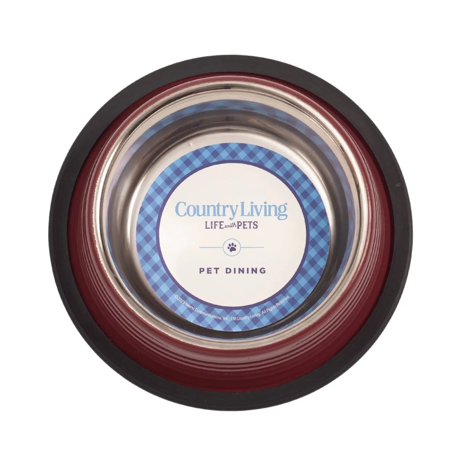 Country Living Set of 2 Ribbed Non-Slip Pet Bowls – Merlot Red American Pet Supplies
