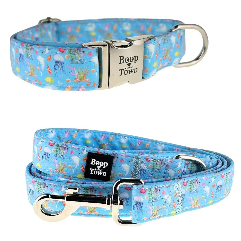 Boop Town Matching Collar and Leash Sets - Soft Cotton with Metal Buckle