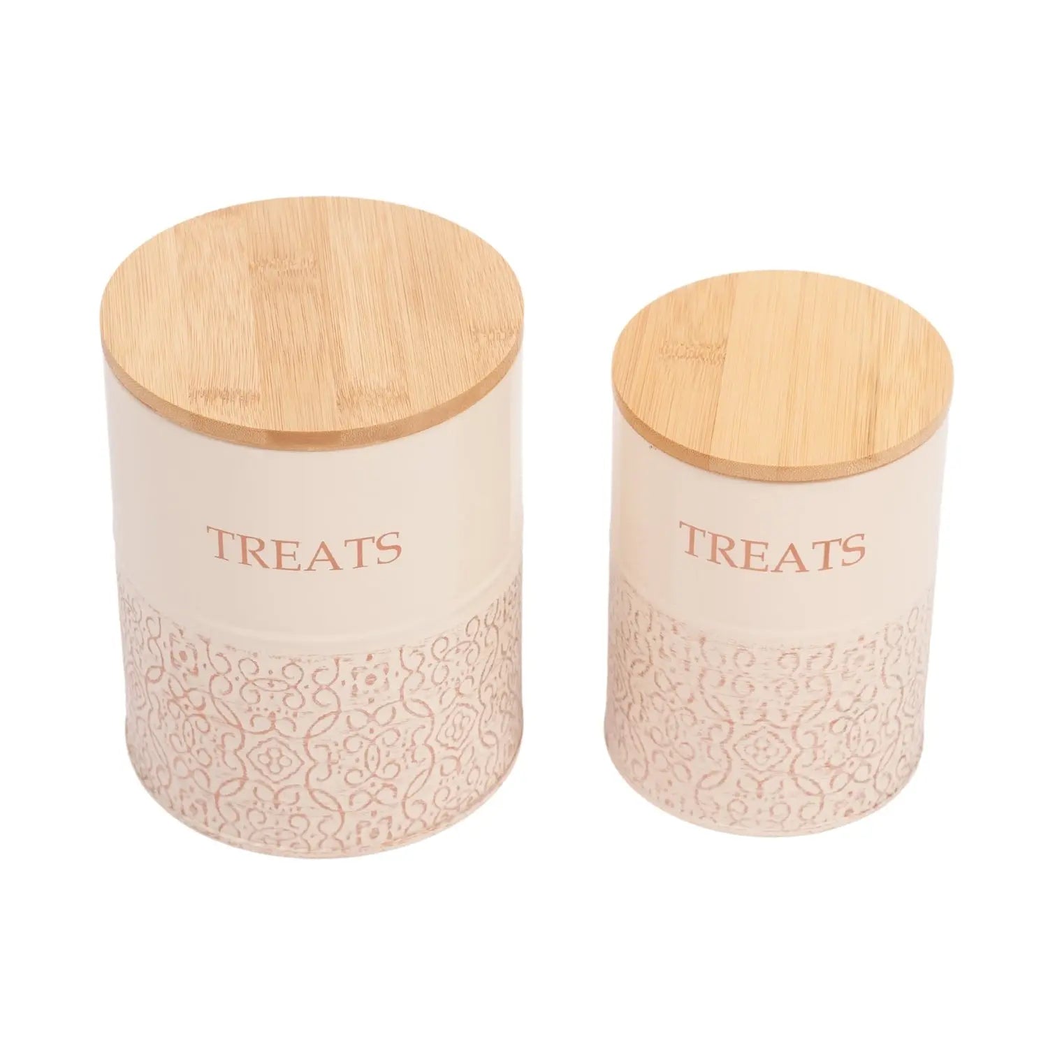 Country Living Dog Treat Canisters - Set of 2 Carbon Steel Jars with Bamboo Lids – White Swan American Pet Supplies
