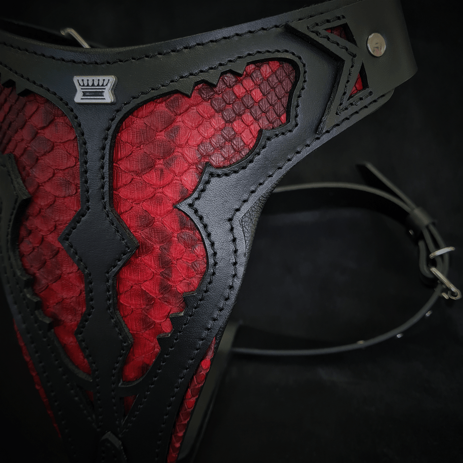 Bestia Red Dragon Leather Dog Harness
