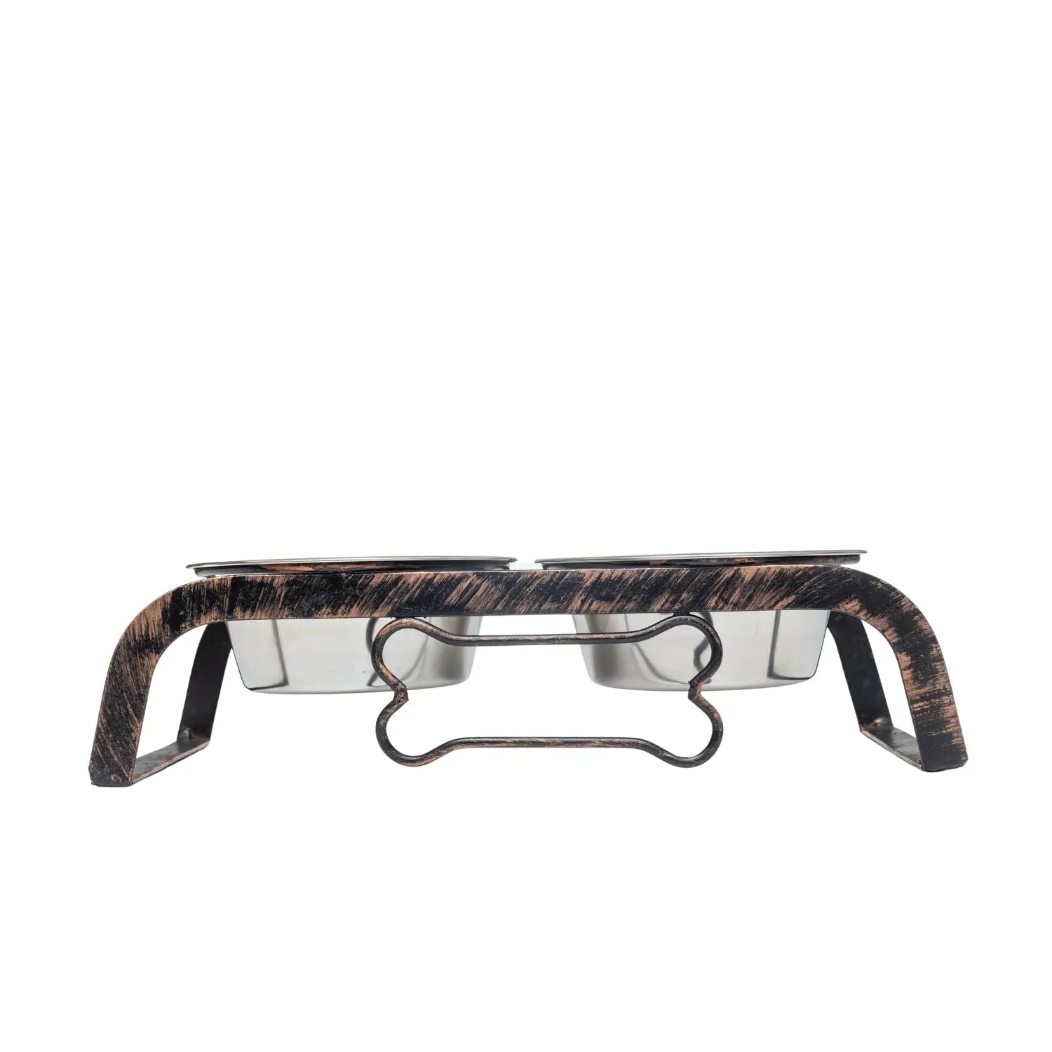 Country Living Rustic Dog Bone Elevated Feeder with 2 Stainless Steel Bowls American Pet Supplies