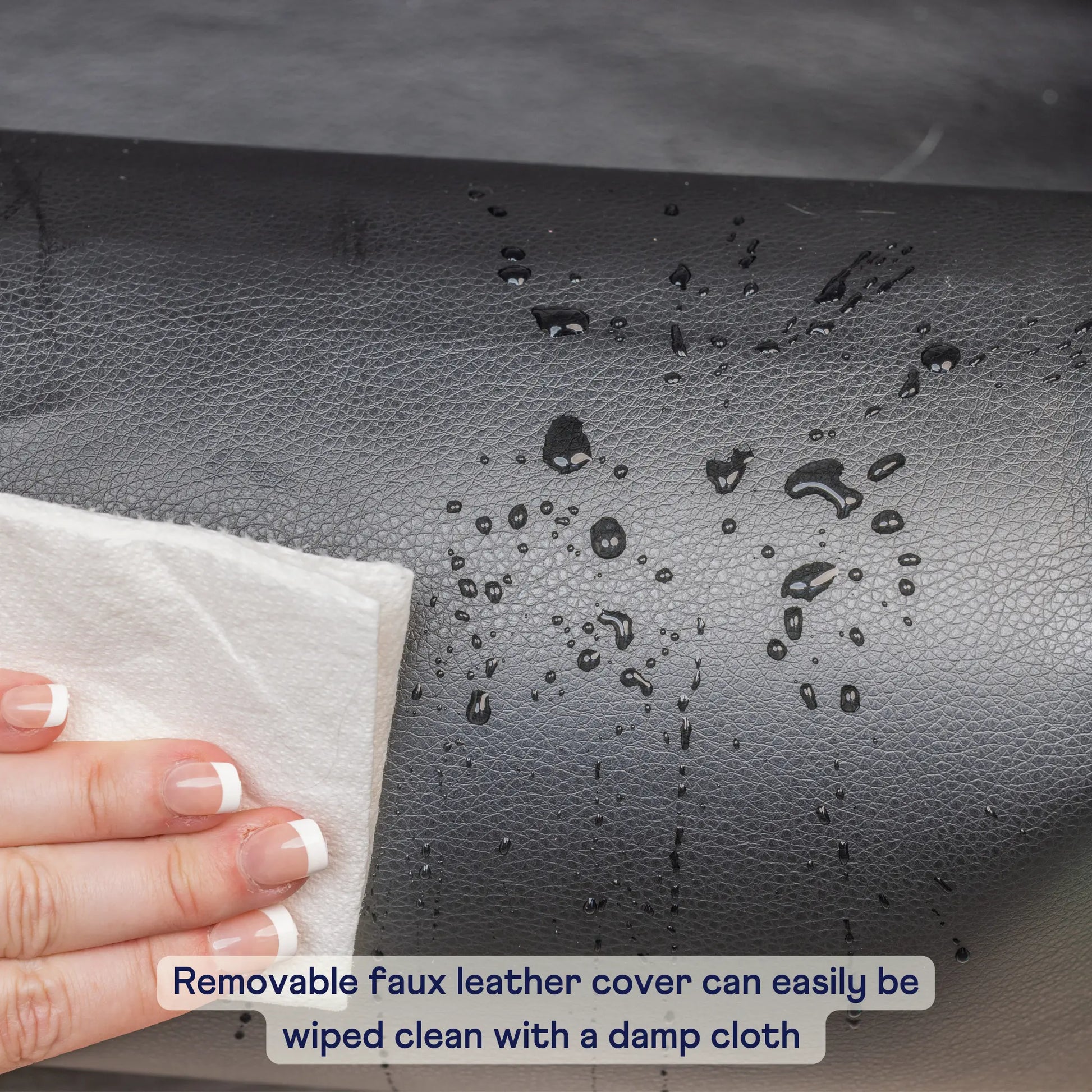 PupProtector™ Faux Leather Memory Foam Dog Car Bed -  Black Paw.com