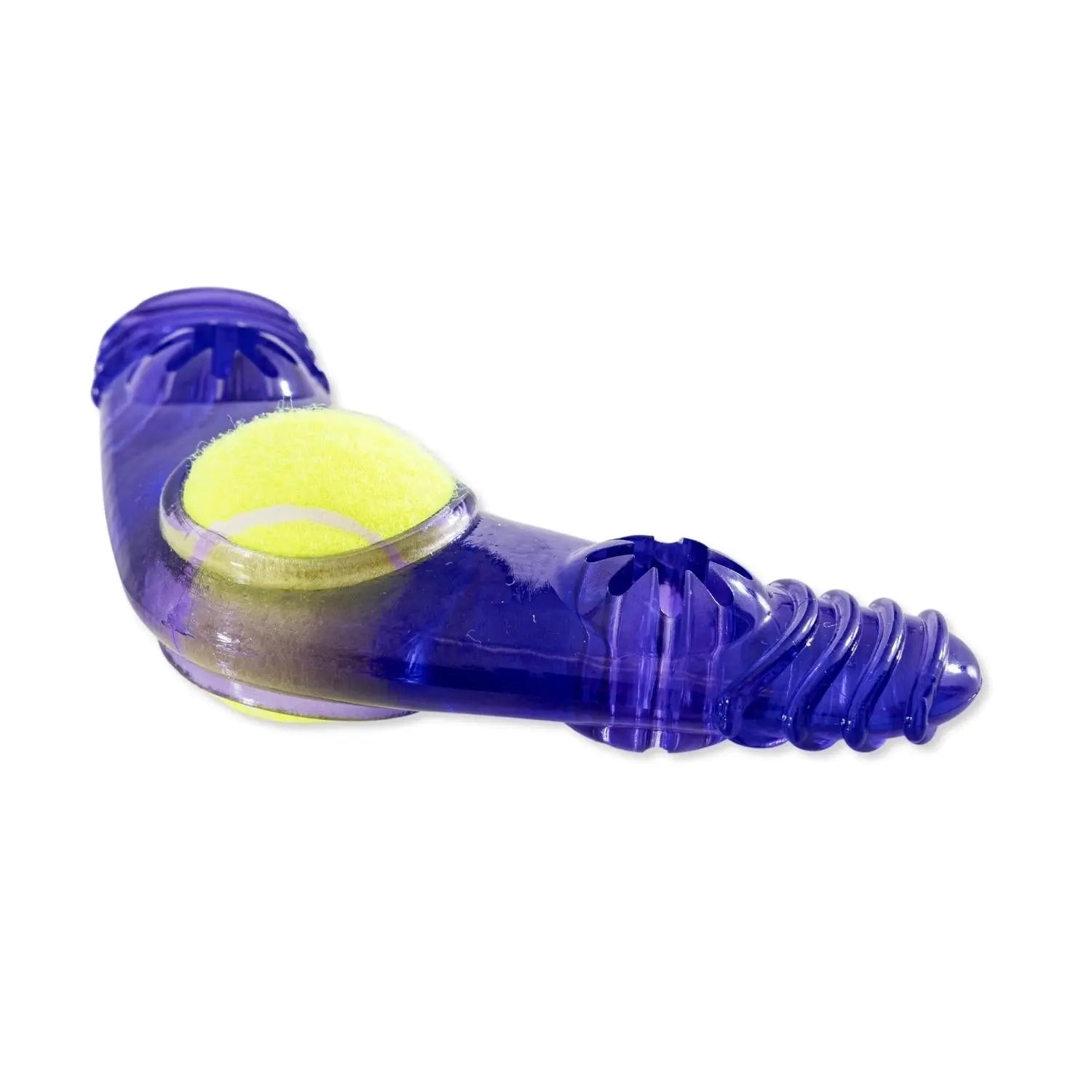 TPR Boomerang Dog Chew Toy with Removable Squeaker Tennis Ball & Treat Fill American Pet Supplies