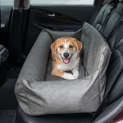 PupProtector™ Faux Leather Memory Foam Dog Car Bed - Slate Gray Paw.com