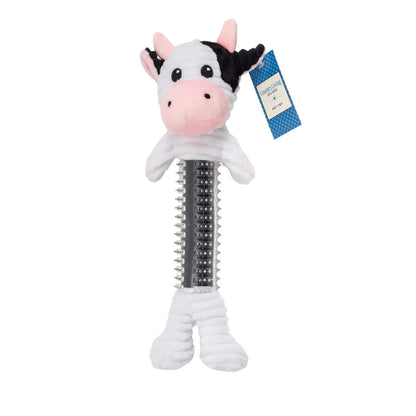 Country Living Thermoplastic Rubber Black & White Cow Plush Dog Toy – with Squeaker & Crinkle Paper American Pet Supplies