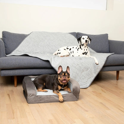 PupChill™ Cooling Bolster Dog Bed + Waterproof Blanket Bundle - Arctic Grey Paw.com
