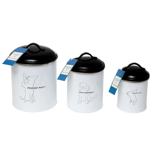 Country Living Set of 3 Pet Treat Storage Canisters – Black & White American Pet Supplies