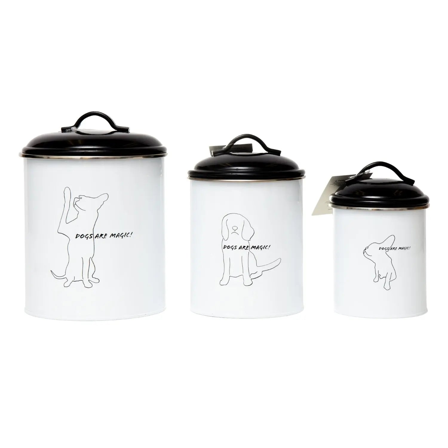 Country Living Set of 3 Pet Treat Storage Canisters – Black & White American Pet Supplies