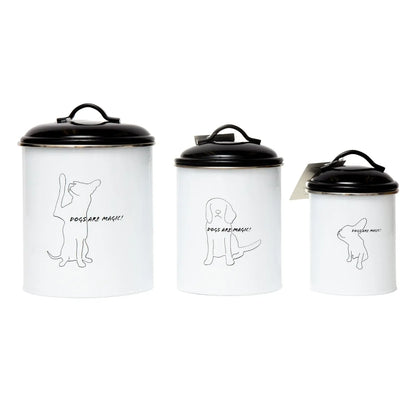 Country Living Set of 3 Pet Treat Storage Canisters – Black & White American Pet Supplies