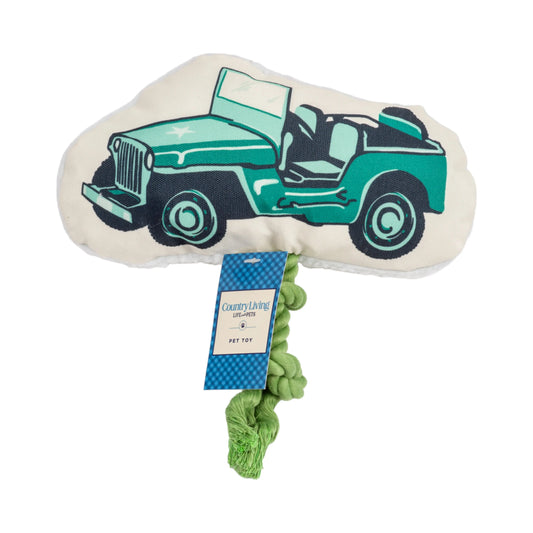 Country Living Retro Army Jeep with Squeaker & Crinkle Paper Plush Dog Toy American Pet Supplies
