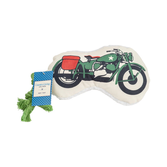 Country Living Retro Army Motorcycle with Squeaker & Crinkle Paper Plush Dog Toy American Pet Supplies